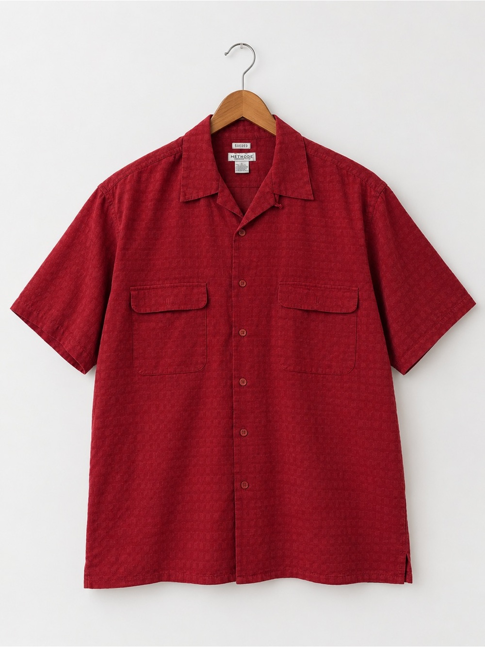 Methode Men's Sueded Short-Sleeve Button-Up Camp Shirt - Size L